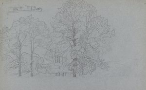 Study of Trees, with a Slight Study of a Barge by Camille Jacob Pissarro